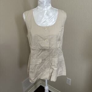 Universal‎ Thread Woven Button Up Vest Women’s Large Cream